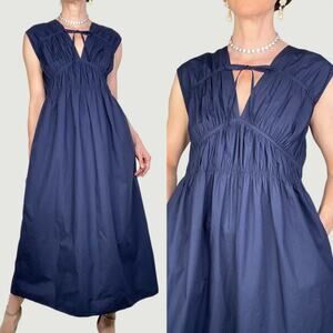 ba&sh marana lady dress‎ marine navy blue maxi midi cotton sundress long XS